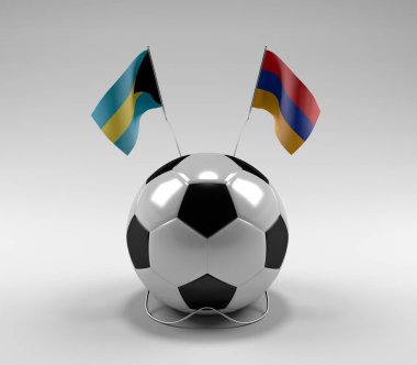 Bahamalar - Ermenistan Futbol Bayrakları, Beyaz Arkaplan - 3D Render