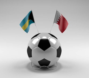 Bahamalar - Bahreyn Futbol Bayrakları, Beyaz Arkaplan - 3D Render