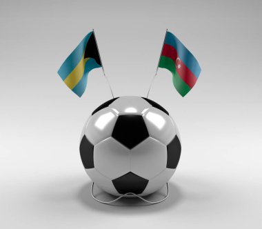 Bahamalar - Azerbaycan Futbol Bayrakları, Beyaz Arkaplan - 3D Render