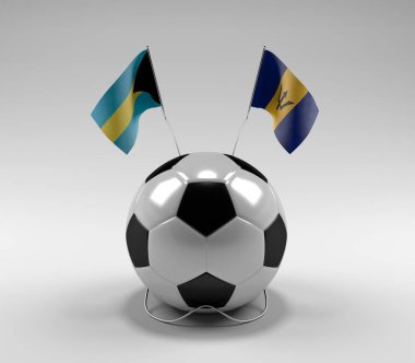 Bahamalar - Barbados Futbol Bayrakları, Beyaz Arkaplan - 3D Render