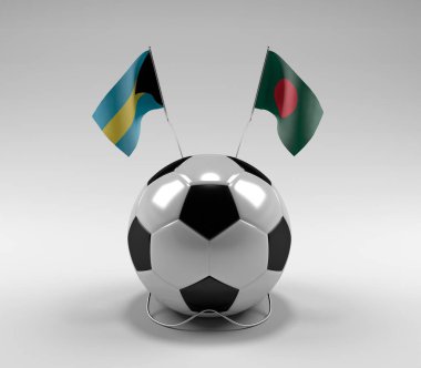 Bahamalar - Bangladeş Futbol Bayrakları, Beyaz Arkaplan - 3D Render