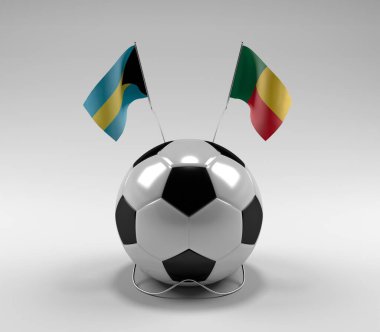 Bahamalar - Benin Futbol Bayrakları, Beyaz Arkaplan - 3D Render