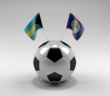 Bahamalar - Belize Futbol Bayrakları, Beyaz Arkaplan - 3D Render