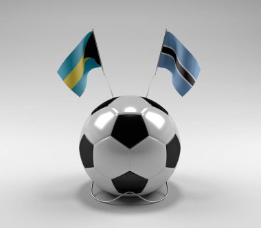 Bahamalar - Botswana Futbol Bayrakları, Beyaz Arkaplan - 3D Render