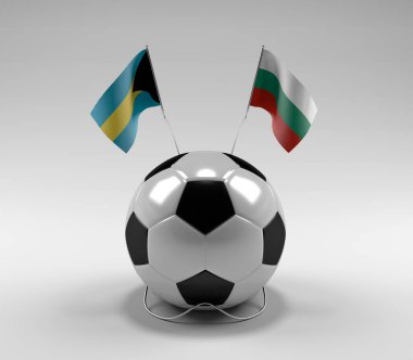 Bahamalar - Bulgaristan Futbol Bayrakları, Beyaz Arkaplan - 3D Hazırlama