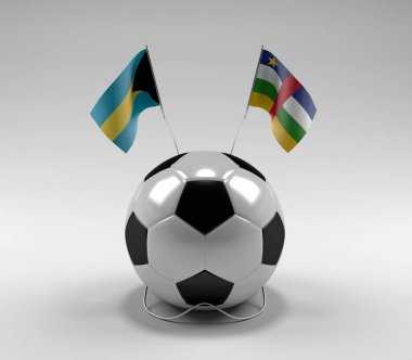 Bahamalar - Orta Afrika Cumhuriyeti Futbol Bayrakları, Beyaz Arkaplan - 3D Render