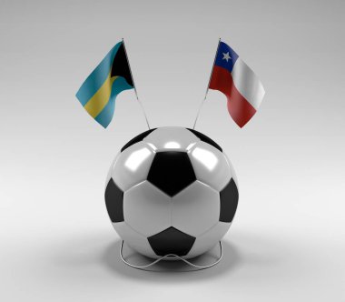 Bahamalar - Şili Futbol Bayrakları, Beyaz Arkaplan - 3D Render