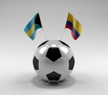 Bahamalar - Kolombiya Futbol Bayrakları, Beyaz Arkaplan - 3D Render