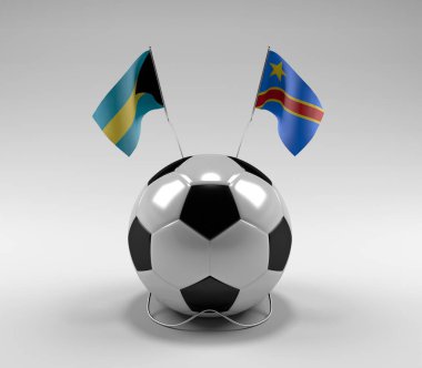 Bahamalar - Kongo Demokratik Cumhuriyeti Futbol Bayrakları, Beyaz Arkaplan - 3D Render