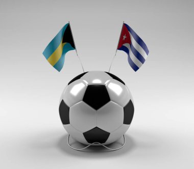 Bahamalar - Küba Futbol Bayrakları, Beyaz Arkaplan - 3D Render