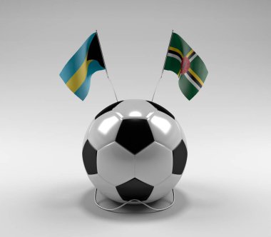 Bahamalar - Dominica Futbol Bayrakları, Beyaz Arkaplan - 3D Render