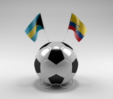 Bahamalar - Ekvador Futbol Bayrakları, Beyaz Arkaplan - 3D Render