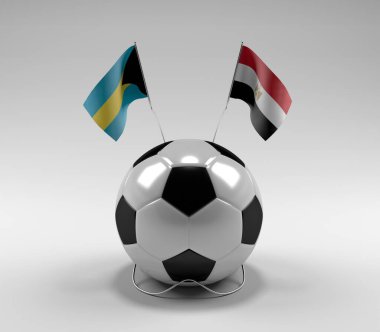 Bahamalar - Mısır Futbol Bayrakları, Beyaz Arkaplan - 3D Render