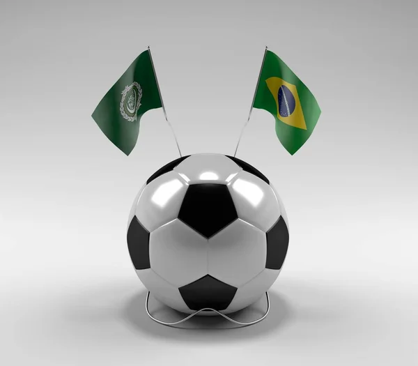 Arabförbundet Brasilien Fotboll Flaggor Vit Bakgrund Render — Stockfoto
