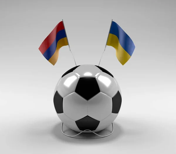Armenia Ukraine Football Flags White Background Render — Stock Photo, Image