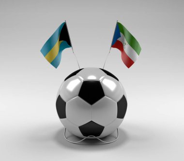 Bahamalar - Ekvator-Gine Futbol Bayrakları, Beyaz Arkaplan - 3D Render