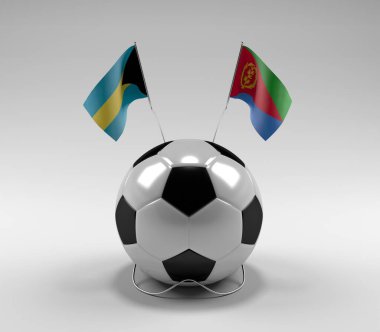 Bahamalar - Eritre Futbol Bayrakları, Beyaz Arkaplan - 3D Render