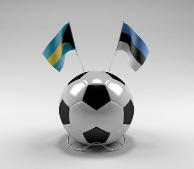 Bahamalar - Estonya Futbol Bayrakları, Beyaz Arkaplan - 3D Render