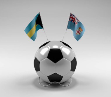 Bahamalar - Fiji Futbol Bayrakları, Beyaz Arkaplan - 3D Render