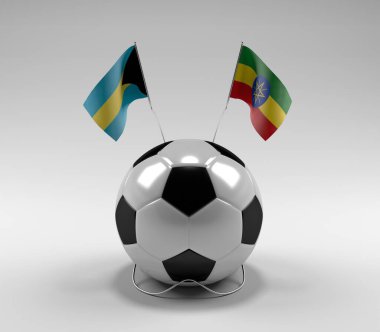 Bahamalar - Etiyopya Futbol Bayrakları, Beyaz Arkaplan - 3D Render