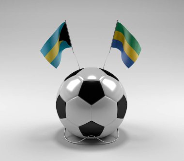 Bahamalar - Gabon Futbol Bayrakları, Beyaz Arkaplan - 3D Render