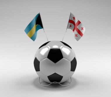 Bahamalar - Gürcistan Futbol Bayrakları, Beyaz Arkaplan - 3D Render