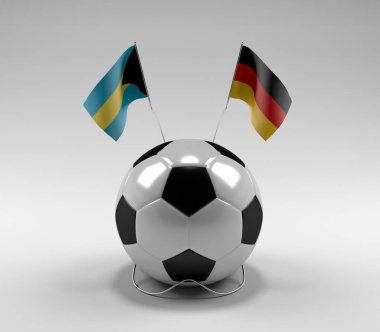 Bahamalar - Almanya Futbol Bayrakları, Beyaz Arkaplan - 3D Render