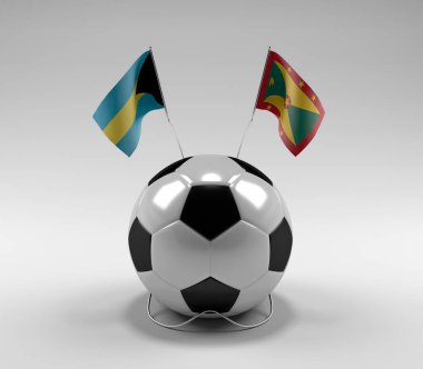 Bahamalar - Grenada Futbol Bayrakları, Beyaz Arkaplan - 3D Render