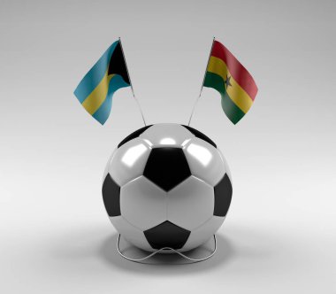 Bahamalar - Gana Futbol Bayrakları, Beyaz Arkaplan - 3D Render