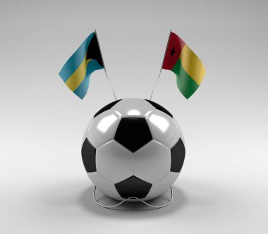 Bahamalar - Gine-Bissau Futbol Bayrakları, Beyaz Arkaplan - 3D Render