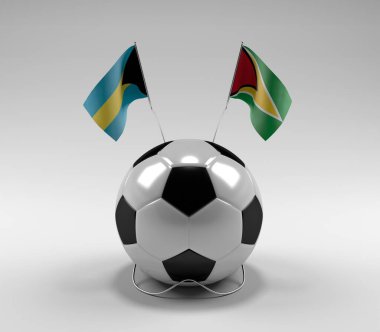 Bahamalar - Guyana Futbol Bayrakları, Beyaz Arkaplan - 3D Render