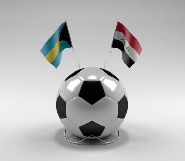 Bahamalar - Irak Futbol Bayrakları, Beyaz Arkaplan - 3D Yapılandırma