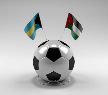 Bahamalar - Ürdün Futbol Bayrakları, Beyaz Arkaplan - 3D Render