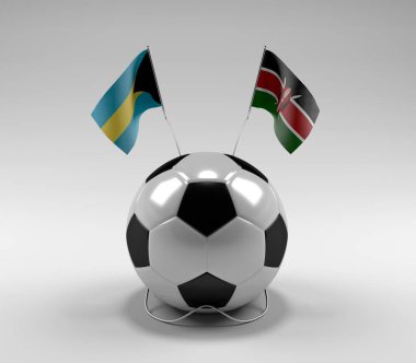 Bahamalar - Kenya Futbol Bayrakları, Beyaz Arkaplan - 3D Render