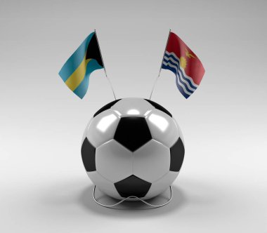 Bahamalar - Kiribati Futbol Bayrakları, Beyaz Arkaplan - 3D Render