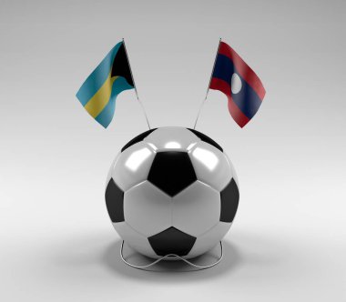 Bahamalar - Laos Futbol Bayrakları, Beyaz Arkaplan - 3D Render
