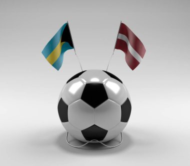 Bahamalar - Letonya Futbol Bayrakları, Beyaz Arkaplan - 3D Render