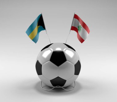 Bahamalar - Lübnan Futbol Bayrakları, Beyaz Arkaplan - 3D Render