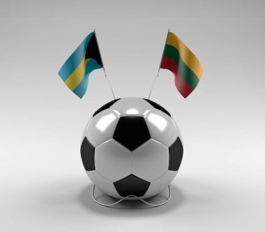 Bahamalar - Litvanya Futbol Bayrakları, Beyaz Arkaplan - 3D Render