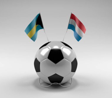 Bahamalar - Lüksemburg Futbol Bayrakları, Beyaz Arkaplan - 3D Render