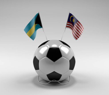 Bahamalar - Malezya Futbol Bayrakları, Beyaz Arkaplan - 3D Render