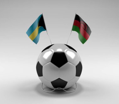 Bahamalar - Malawi Futbol Bayrakları, Beyaz Arkaplan - 3D Render