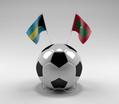 Bahamalar - Maldivler Futbol Bayrakları, Beyaz Arkaplan - 3D Render