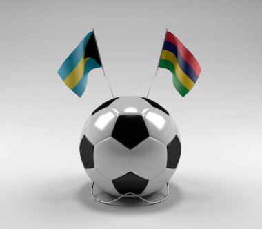 Bahamalar - Mauritius Futbol Bayrakları, Beyaz Arkaplan - 3D Render