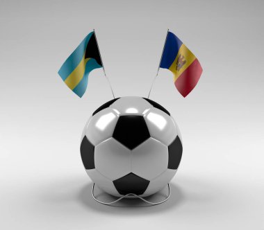 Bahamalar - Moldova Futbol Bayrakları, Beyaz Arkaplan - 3D Render
