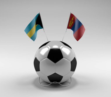Bahamalar - Moğolistan Futbol Bayrakları, Beyaz Arkaplan - 3D Render