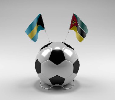 Bahamalar - Mozambik Futbol Bayrakları, Beyaz Arkaplan - 3D Render