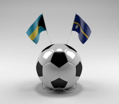 Bahamalar - Nauru Futbol Bayrakları, Beyaz Arkaplan - 3D Render