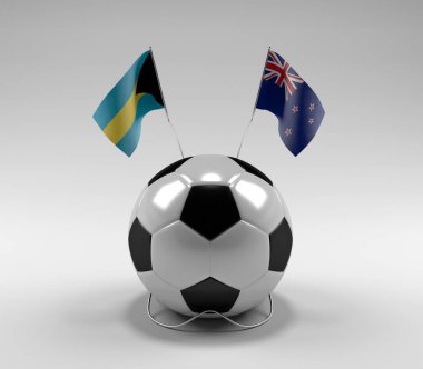 Bahamalar - Yeni Zelanda Futbol Bayrakları, Beyaz Arkaplan - 3D Render