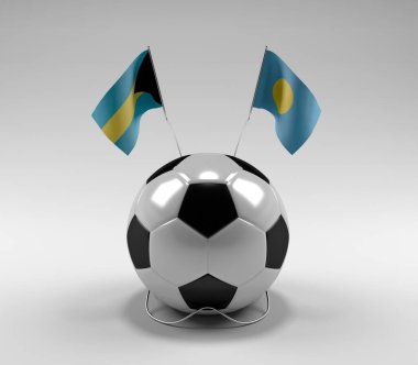 Bahamalar - Palau Futbol Bayrakları, Beyaz Arkaplan - 3D Render